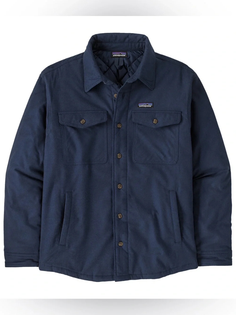 Patagonia Men Insulated Fjord Flannel Shirt Jacket Navy Sz Small